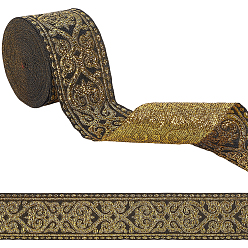 (932FM) Темно-синий аква-матовый с подкладкой Полиэфирная лента, орнамент одежды, темно-золотистые, 2 дюйм (50 мм), около 7.00 ярдов (6.4 м) / комплект