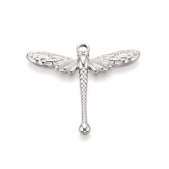 Нержавеющая Сталь Цвет 304 из нержавеющей стали стрекоза подвески, цвет нержавеющей стали, 31.5x35.5x3 мм, отверстие : 2 мм