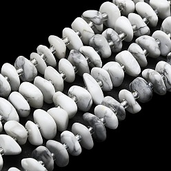 Howlite Natural Howlite Beads Strands, with Seed Beads, Flat, 7~13x8~9x3~4mm, Hole: 1mm, about 75pcs/strand, 14.76''(37.5cm)