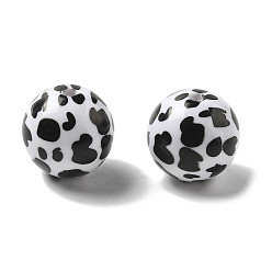 Черный Печать непрозрачных акриловых бусин, круглые, чёрные, 19.5x19 мм, отверстие : 2.8 мм