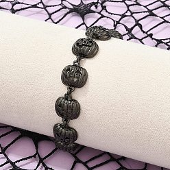 Черный Цвет Металла Браслеты из латуни на Хэллоуин для женщин, тыква, без кадмия и без свинца, стойки покрытие, металлический черный , 7-1/4 дюйм (18.5 см)