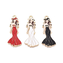 (52) Непрозрачная лаванда Стойки обшивки сплава эмали подвески, без кадмия, без никеля и без свинца, золотой свет, женское обаяние модели, разноцветные, 38x16x1.5 мм, отверстие : 1.8 мм