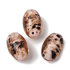 Marron Sablonneux Perles au chalumeau de sable d'or faites à la main , ovale, Sandy Brown, 16.5x11mm, Trou: 1.8mm