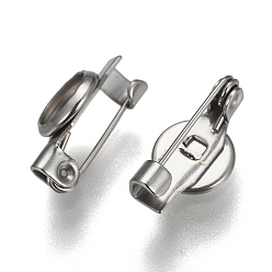 Нержавеющая Сталь Цвет Устойчив к потускнению 304 фурнитура для броши из нержавеющей стали, плоско-круглые, цвет нержавеющей стали, лоток : 6 мм, 8x6 мм, штифты : 0.6 мм