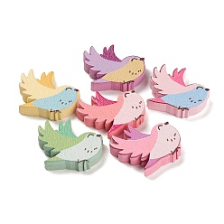 (52) Непрозрачная лаванда Бусины из натурального клена, окрашенные распылением, птица, разноцветные, 21.5x23.5x4.5 мм, отверстие : 2 мм, Около 819 шт / 500 г