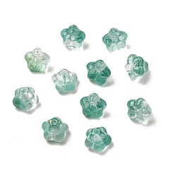 Зеленый Прозрачные стеклянные бусины, бусины в форме колокольчика, петуния, с блеском порошок, градиент цвета, зелёные, 10x10.5x8 мм, отверстие : 1.2 мм, 1526 шт / 1000 г