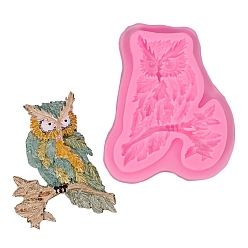 Hot Pink DIY Silicone Molds, Fondant Molds, Resin Casting Molds, for Chocolate, Candy, UV Resin & Epoxy Resin Craft Making, Owl, Hot Pink, 145x115x13mm
