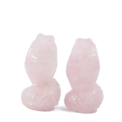 Розовый Кварц Украшение дисплея скульптуры из натурального розового кварца, для домашнего офисного стола, змея, 31.3x40.7 мм
