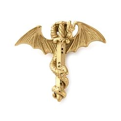 Золотой 304 подвески из нержавеющей стали, талисман драконьего меча, ионное покрытие (ip), золотые, 27x29x10 мм, отверстие : 4x2 мм