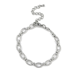 Нержавеющая Сталь Цвет 304 браслеты из нержавеющей стали с овальными звеньями для мужчин и женщин, сложная полировка, цвет нержавеющей стали, 7 дюйм (17.8 см)