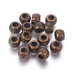 Antique Bronze CCB Plastic European Beads, Barrel, Antique Bronze, 10x7mm, Hole: 4.5mm