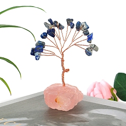 Ляпис-Лазурь Натуральные чипсы из лазурита дерево жизни украшения, медная проволока фэн-шуй энергетический камень подарок для домашнего офиса украшение рабочего стола, 110 мм