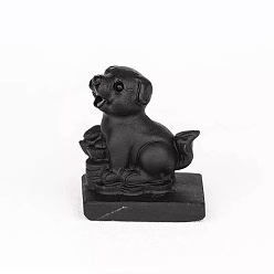 Собака Натуральный обсидиан двенадцать знаков зодиака украшения украшения, собака, 66x58x40 мм