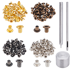 (52) Непрозрачная лаванда Железные европейские застежки, с набором инструментов для замены металлических проушин, колонка, разноцветные, железные европейские застежки: 4 цвета, 40 шт / цвет, 160 шт / коробка, перфоратор из углеродистой стали: 3шт/комплект, 1 комплект / коробка