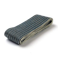 Marine Blue Flat Burlap Ribbon, Silk Hessian Ribbon, for DIY Gift Wrap, Christmas Tree Decoration, Wedding Party, Marine Blue, 1-1/2 inch(38mm)~1-5/8 inch(40mm), 2m/bundle(2.18yards/bundle)