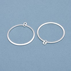 Посеребрённый Латунные подвески, долговечный, плоско-круглые, 925 серебро покрытием, 28x25x1 мм, отверстие : 1.4 мм