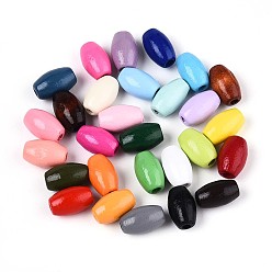 (52) Непрозрачная лаванда Окрашенные распылением деревянные бусины Schima, рис, разноцветные, 9.5~10x6~6.5 мм, отверстие : 1.8~2 мм