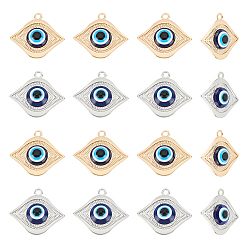 Platinum & Light Gold 20шт 2 цвета акриловые подвески, со сплавочной фурнитурой, для аксессуаров своими руками, злые глаза, платина и светлое золото, 28x31.5x6 мм, отверстие : 2.5 мм, 10 шт / цвет