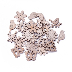 Цвет Древесины Неокрашенные деревянные подвески, бусы и кабошоны, разнообразные, деревесиные, 20~28x23~34x2~2.5 мм, отверстие : 1~5.5 мм