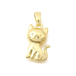 Cat Shape Латунные подвески, реальный 18 k позолоченный, долговечный, подвески в форме кошки, 15.5x10x3.5 мм, отверстие : 5x3 мм