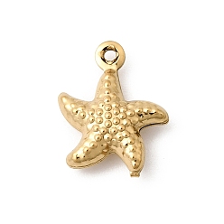 Морская звезда Подвески из нержавеющей стали 304, реальный 18 k позолоченный, ионное покрытие (ip), долговечный, очарование морской звезды, 13.5~14x11.5x4 мм, отверстие : 1 мм