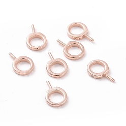 Розовое Золото 925 поручни с проушинами из стерлингового серебра, кольцо, розовое золото , 9x6x1 мм, отверстие : 4 мм, штифты : 0.6 мм