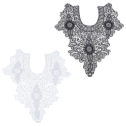 Mixed Color Embroidered Floral Lace Collar, Neckline Trim Clothes Sewing Applique Edge, Mixed Color, 560x480mm