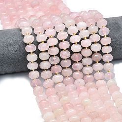Розовый Кварц Природного розового кварца нитей бисера, форма тыквы, с бисером, 12~12.5x8~8.5 мм, отверстие : 1 мм, около 36~37 шт / нитка, 15.20'' (38.6 см)