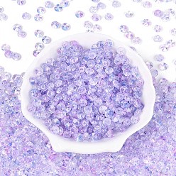 Лиловый Прозрачные стеклянные бусины для выпечки, рондель, сирень, 6x3 мм, отверстие : 1.2 мм, Около 2368 шт / фунт