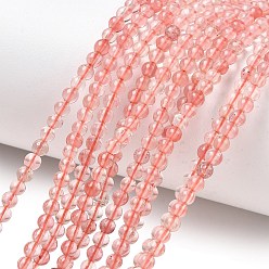 Вишневый Кварц Вишневого кварца стеклянные бусы пряди, гладкий круглый, 3 мм, отверстие : 0.8 мм, около 114 шт / нитка, 14.96'' (38 см)