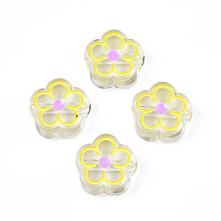 Шампанско-Желтый Прозрачные акриловые бусины, с эмалью, цветок, шампанское желтый, 19x19x7 мм, отверстие : 3 мм