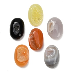 Гальванический Агат Овальный натуральный агатовый орнамент с друзами, фигурка для украшения дома, фэншуй декор, окрашенная и подогревом, 30~31x20~21x10~11 мм