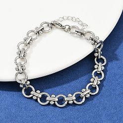 Нержавеющая Сталь Цвет 304 из нержавеющей стали ссылку цепи браслеты, плоско-круглые, цвет нержавеющей стали, 6-3/4 дюйм (17.1 см)