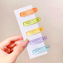 Rectangle 6прозрачные пластиковые заколки из кожи аллигатора карамельного цвета, модные детские аксессуары для волос для девочек, разноцветные, прямоугольник, 40 мм