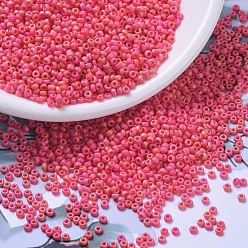 (RR407FR) Matte Opaque Vermillion Red AB MIYUKI Round Rocailles Beads, Japanese Seed Beads, (RR407FR) Matte Opaque Vermillion Red AB, 11/0, 2x1.3mm, Hole: 0.8mm, about 1100pcs/bottle, 10g/bottle