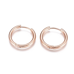 Розовое Золото Ионное покрытие (ip) 304 серьги-кольца из нержавеющей стали, с 316 хирургическим стержнем из нержавеющей стали, кольцо, розовое золото , 21x2.5 мм, 10 датчик, штифты : 0.9 мм