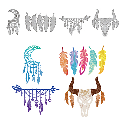 Mixed Shapes 4шт 4 стили бохо стиль углеродистая сталь трафареты для резки, для diy scrapbooking, Фотоальбом, декоративная бумага для тиснения, цвет нержавеющей стали, разнообразные, 65~89x46~103x0.8 мм, 1 шт / стиль