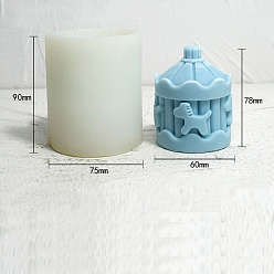 White 3D Merry Go Round DIY Food Grade Silicone Candle Molds, Aromatherapy Candle Moulds, Scented Candle Making Molds, White, 7.5x9cm