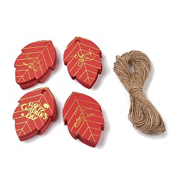 Красный 100шт. Подарочные бирки с золотым тиснением на бумаге, с пеньковой веревки, красные, 7x4.5x0.03 см