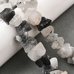 Кварц Турмалинизации  Натуральные турмализированные кварцевые бусинки, необработанный грубый камень, самородки, 7~25x8~24.5x5~16 мм, отверстие : 0.9~1 мм, около 14~28 шт / нитка, 7.48''~8.43'' (19~21.4 см)