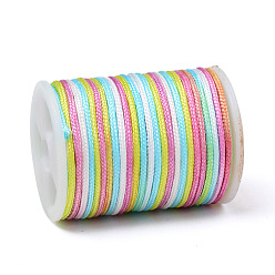 Colorful Segment Dyed Polyester Thread, Braided Cord, Colorful, 1.5mm, about 5.46 yards(5m)/roll