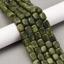 Chinese Jade Природные китайский нефрит бисер пряди, кубоид, 7~12x8~9x8~9 мм, отверстие : 1.4 мм, около 41 шт / нитка, 14.88'' (37.8 см)