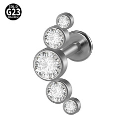 Рог G23 титановые безрезьбовые лабреты, со стразами для женщин, цвет нержавеющей стали, рог, 8 мм