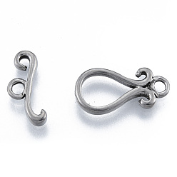 Stainless Steel Color Non-Tarnish 304 Stainless Steel Toggle Clasps, Teardrop, Stainless Steel Color, Bar: 7x17x2.5mm, Hole: 2.5mm, Heart: 19.5x10x2mm, Hole: 2mm.