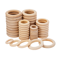 Папайя Оранжевый Незаконченные деревянные связующие кольца, оригинальные цветные деревянные украшения, cmешанный размер, papayawhip, о 50 шт / комплект