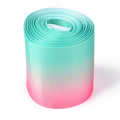 Colorful Gradient Rainbow Polyester Ribbon, Single Face Printed Grosgrain Ribbon, for Crafts Gift Wrapping, Party Decoration, Colorful, 2 inch(50mm), about 5 yards/roll(4.57m/roll)