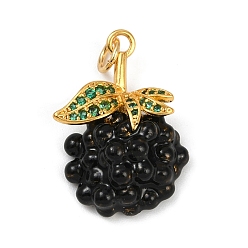 Винограды Латунь эмаль подвески, со стразами и прыгающим кольцом, золотые, фрукты очарование, винограды, 24x16x7 мм, отверстие : 3.4 мм