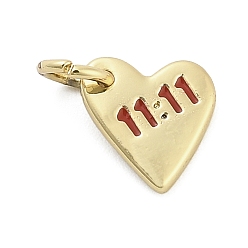 Настоящее золото 18K Латунь эмаль подвески, сердце, долговечный, стойки покрытие, без свинца и без кадмия, ионное покрытие (ip), с целью перехода в кольце, реальный 18 k позолоченный, 9x8.5x1.5 мм