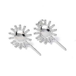 Stainless Steel Color Non-Tarnish 304 Stainless Steel Sun Stud Earrings for Women, Stainless Steel Color, 25x15.5mm, Pin: 0.7mm