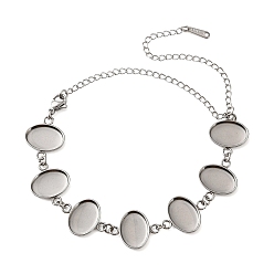 Stainless Steel Color Non-Tarnish 304 Stainless Steel Bracelet Making, with Oval Tray, Stainless Steel Color, 8.86 inch(22.5cm), Tray Size: 14x10mm